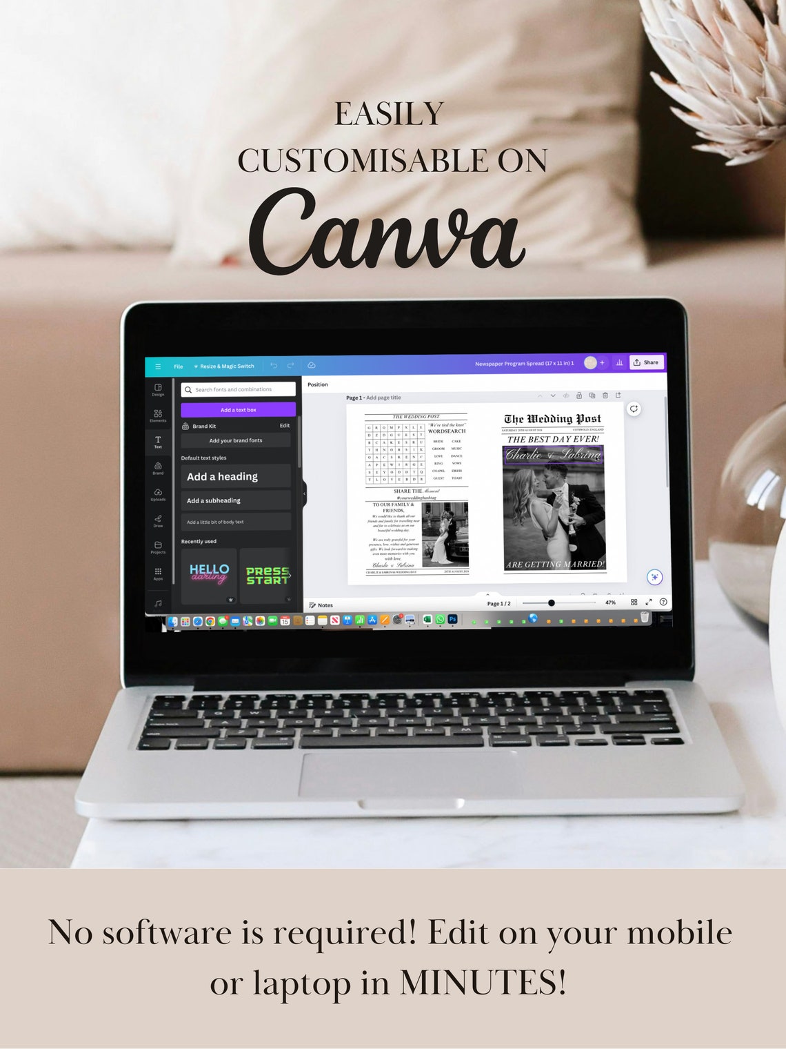 Folded Printable Wedding Newspaper – Custom DIY Keepsake