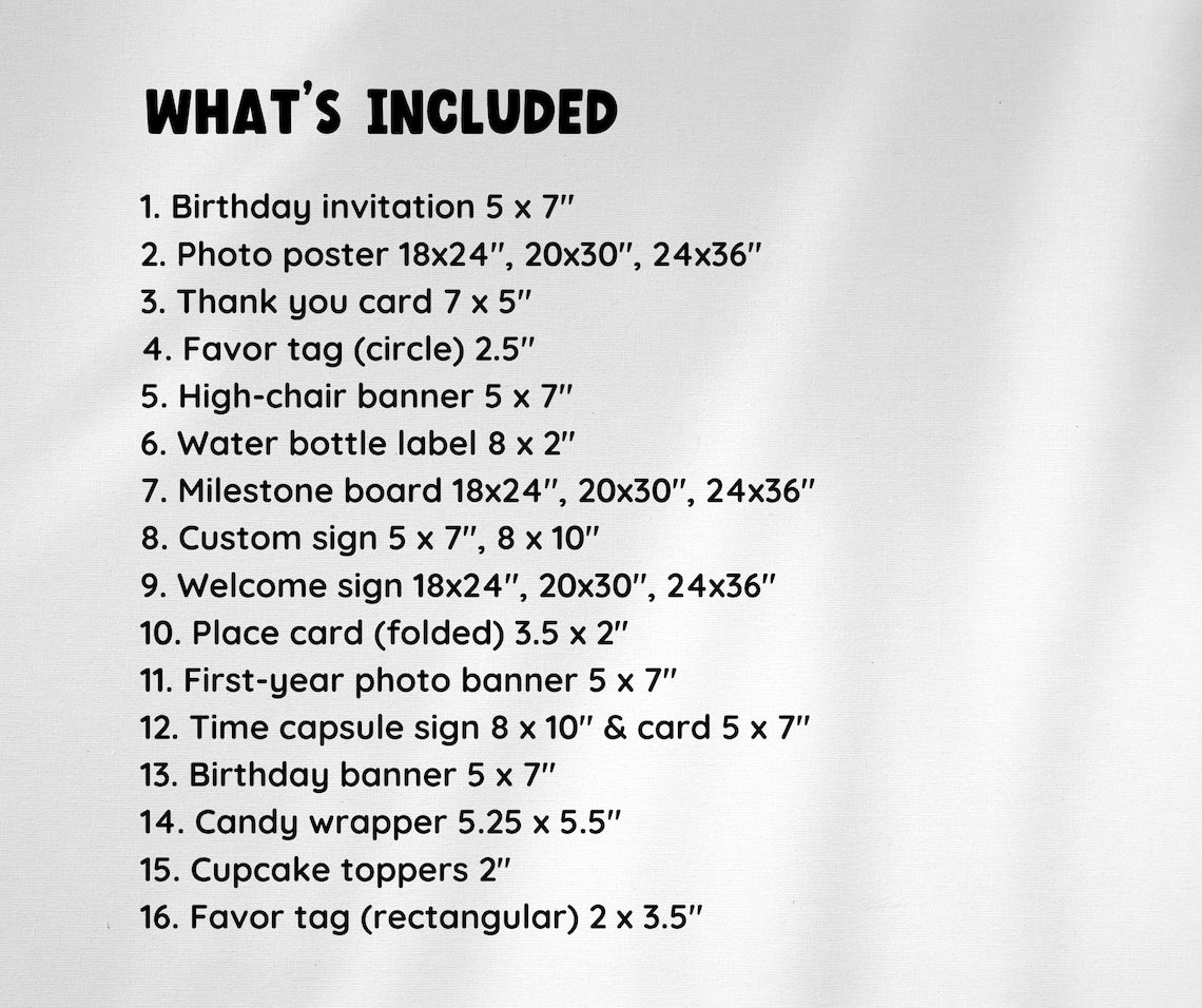 First Birthday Invitation Set – Editable Digital Templates for Baby’s Big Day