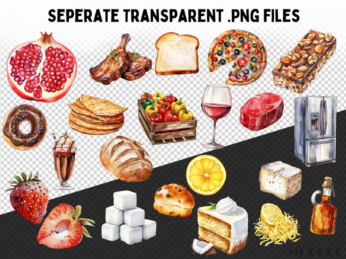 Mega Food Clipart Bundle – 2,500 High‑Quality PNGs (Watercolor & Transparent Backgrounds)