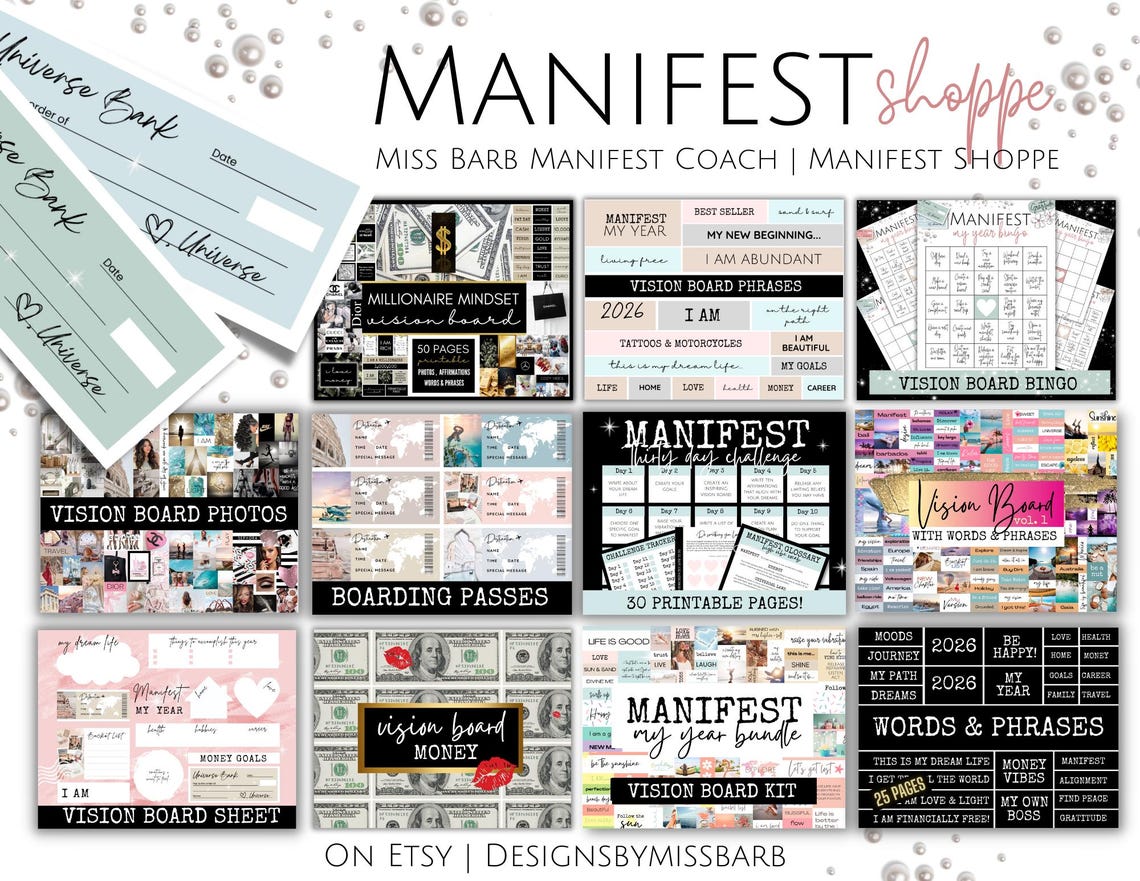 Millionaire Mindset Vision Board Kit – Goal Visualization & Success Affirmations (Digital Download)