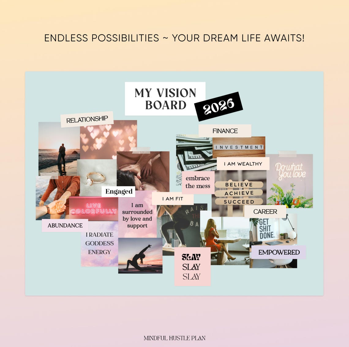 2026 Vision Board Toolkit – Printable Goal Visualization & Inspiration Kit