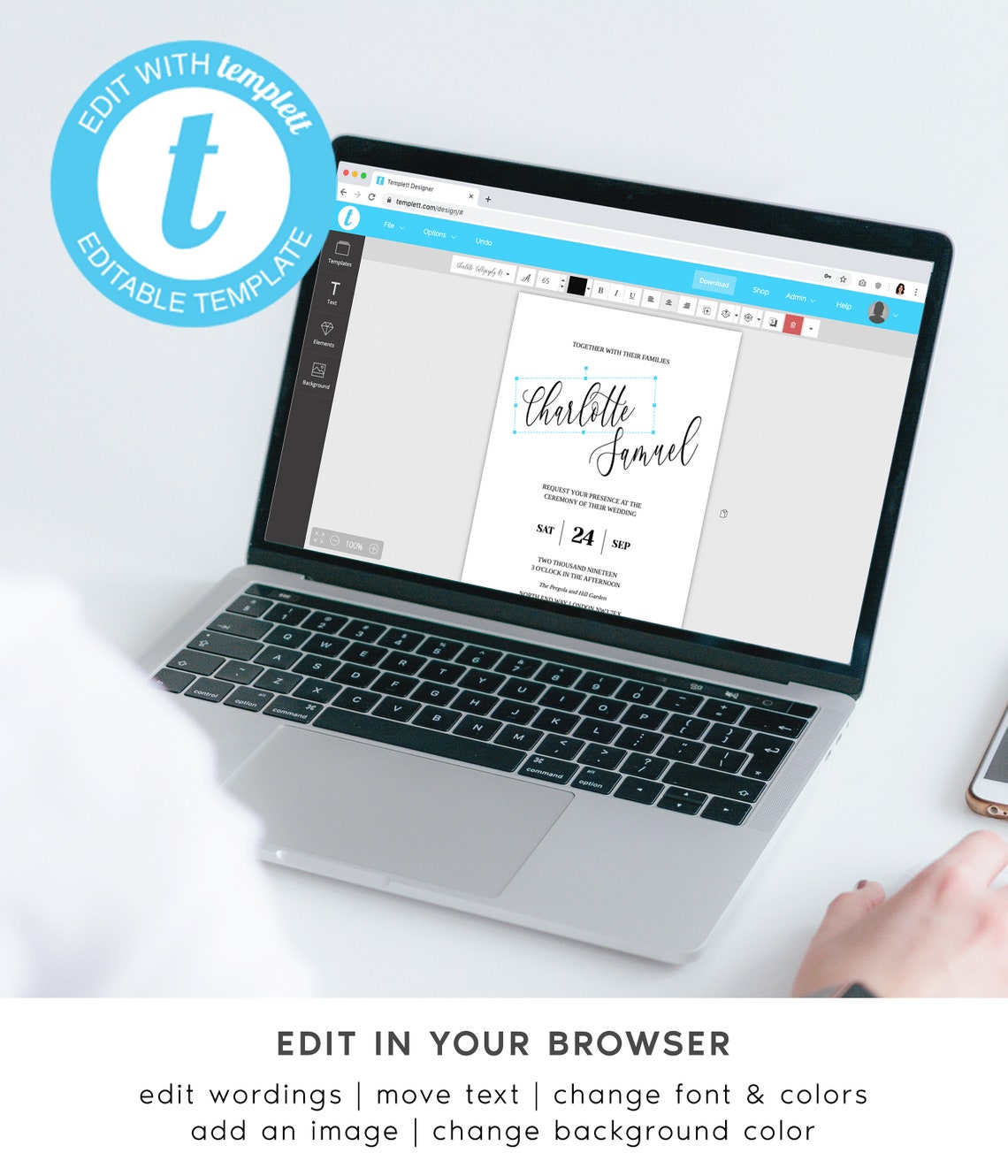 Minimalist Wedding Menu | Modern Script | Editable & Printable | DIY Reception