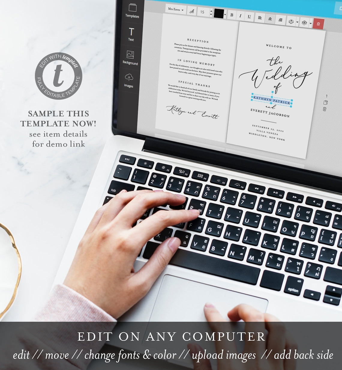 Minimalist Wedding Program | Editable Download