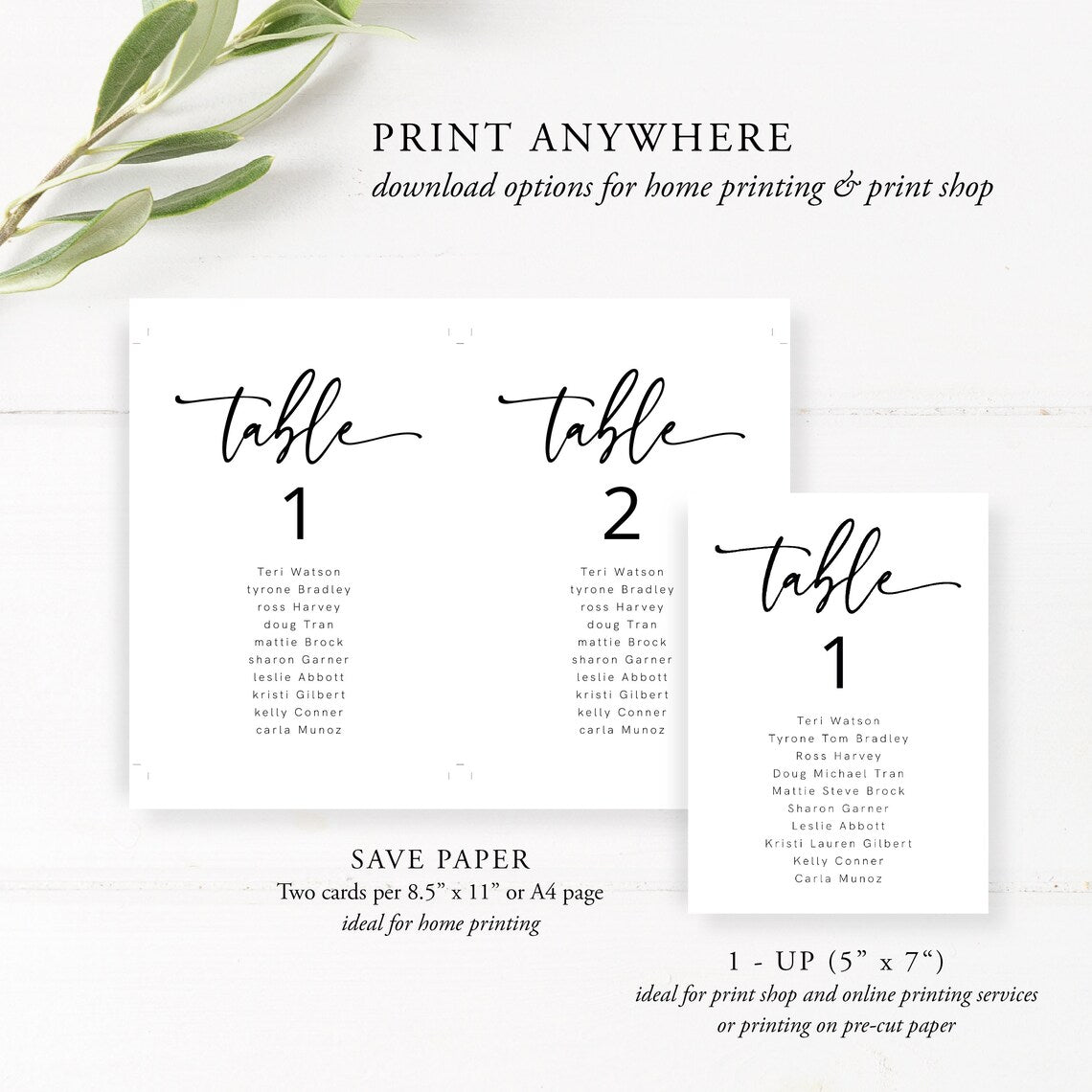 Modern Minimalist Wedding Seating Chart | Editable Template | Instant Download