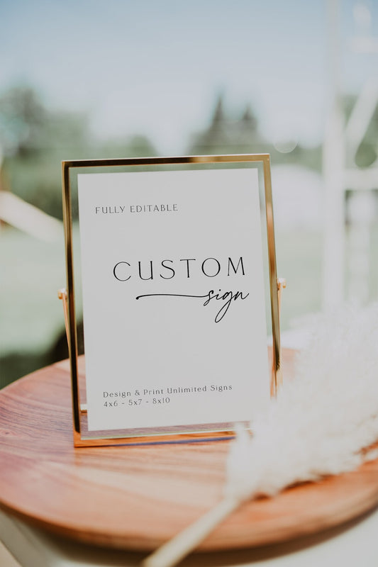 Minimalist Custom Sign Template | Modern Wedding & Shower | Editable 4x6, 5x7, 8x10 | Instant Download