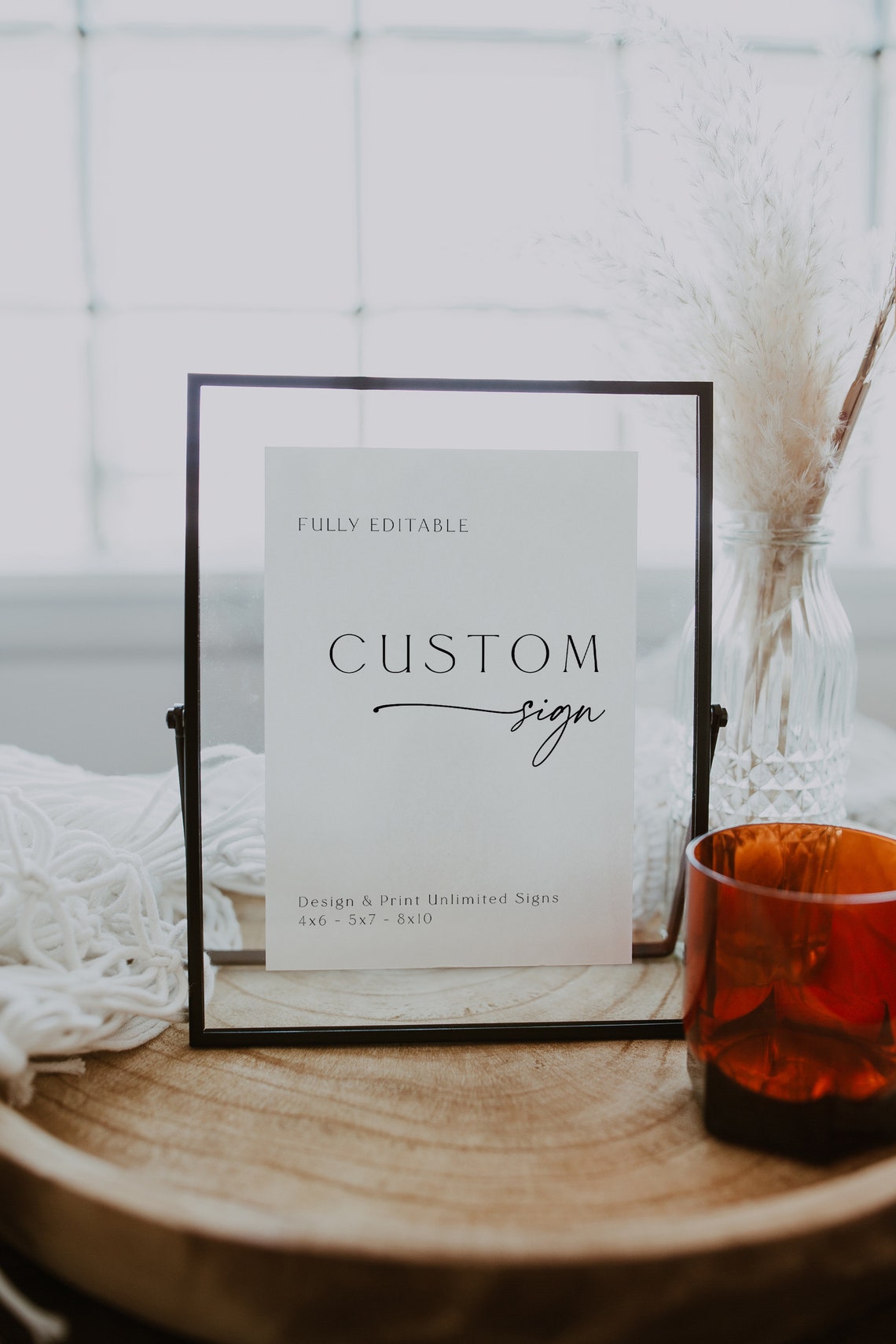 Minimalist Custom Sign Template | Modern Wedding & Shower | Editable 4x6, 5x7, 8x10 | Instant Download