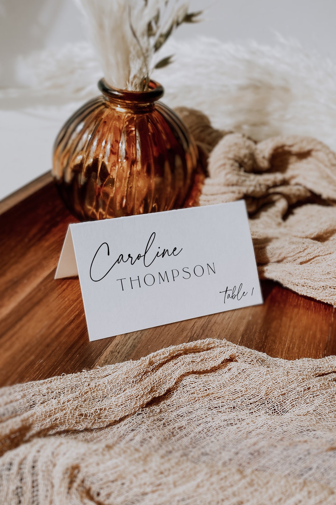 Minimalist Wedding Place Card | Editable Template | Modern Calligraphy