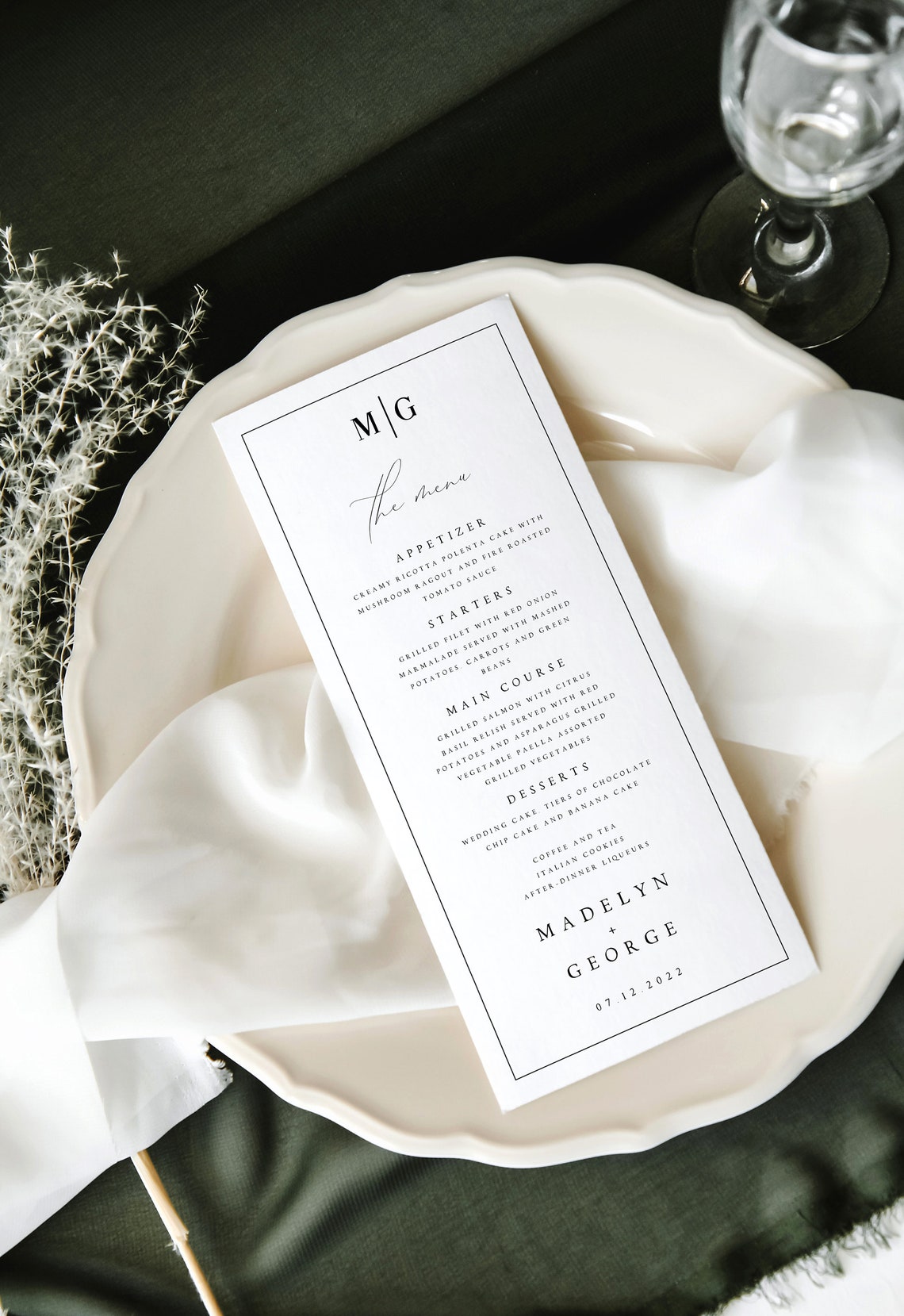 Minimalist Wedding Menu | Modern Script | Editable & Printable | DIY Reception
