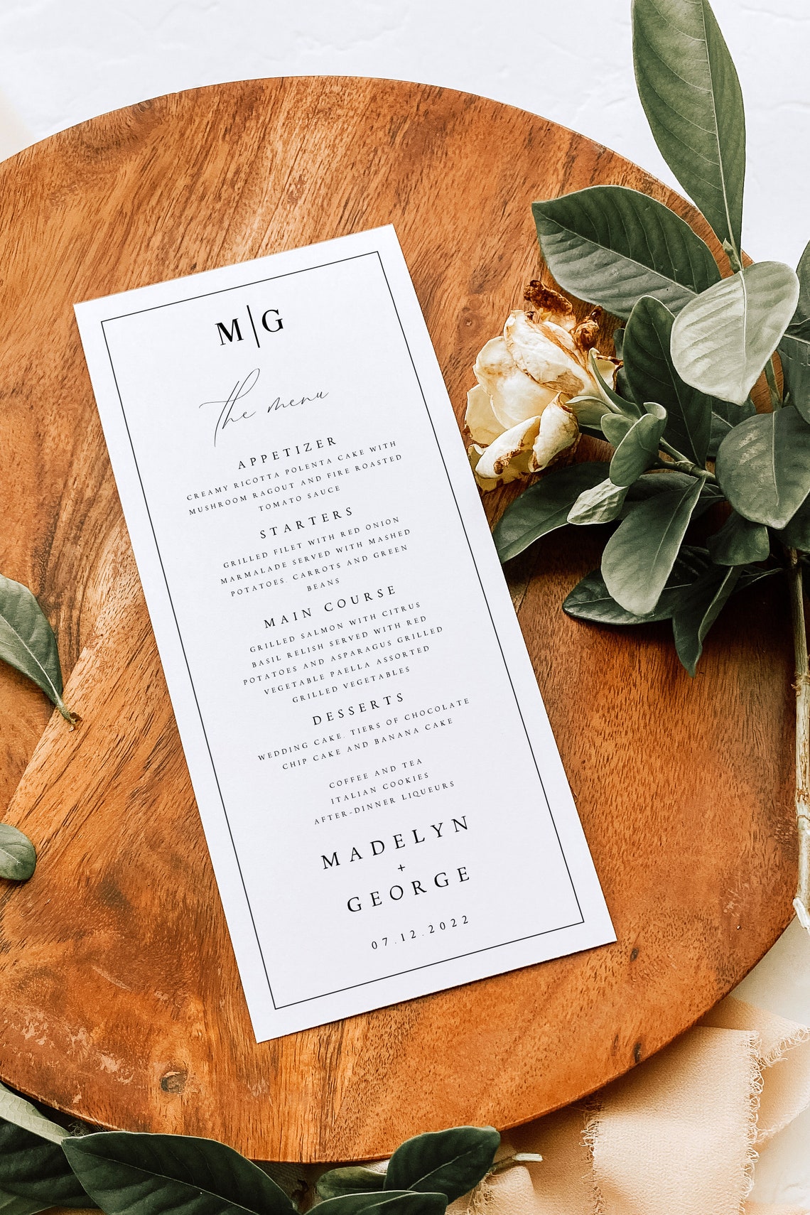 Minimalist Wedding Menu | Modern Script | Editable & Printable | DIY Reception