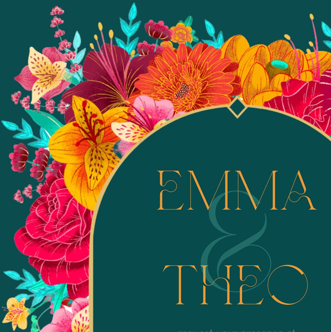 Luxury Gemstone Wedding Invite | Customizable Floral Stationery