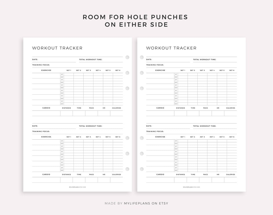 Workout Tracker Template – Editable Spreadsheet & Printable Digital Download
