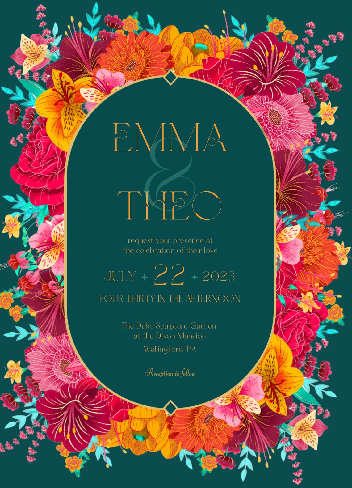 Luxury Gemstone Wedding Invite | Customizable Floral Stationery