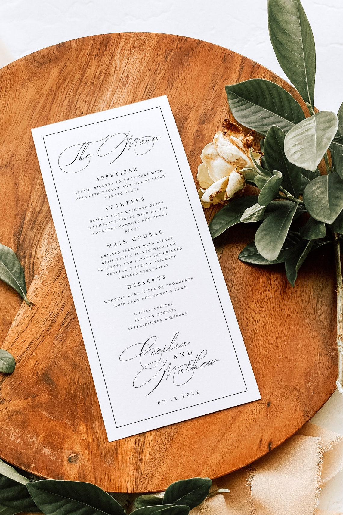 Printable Wedding Menu | Elegant & Editable | Instant Download