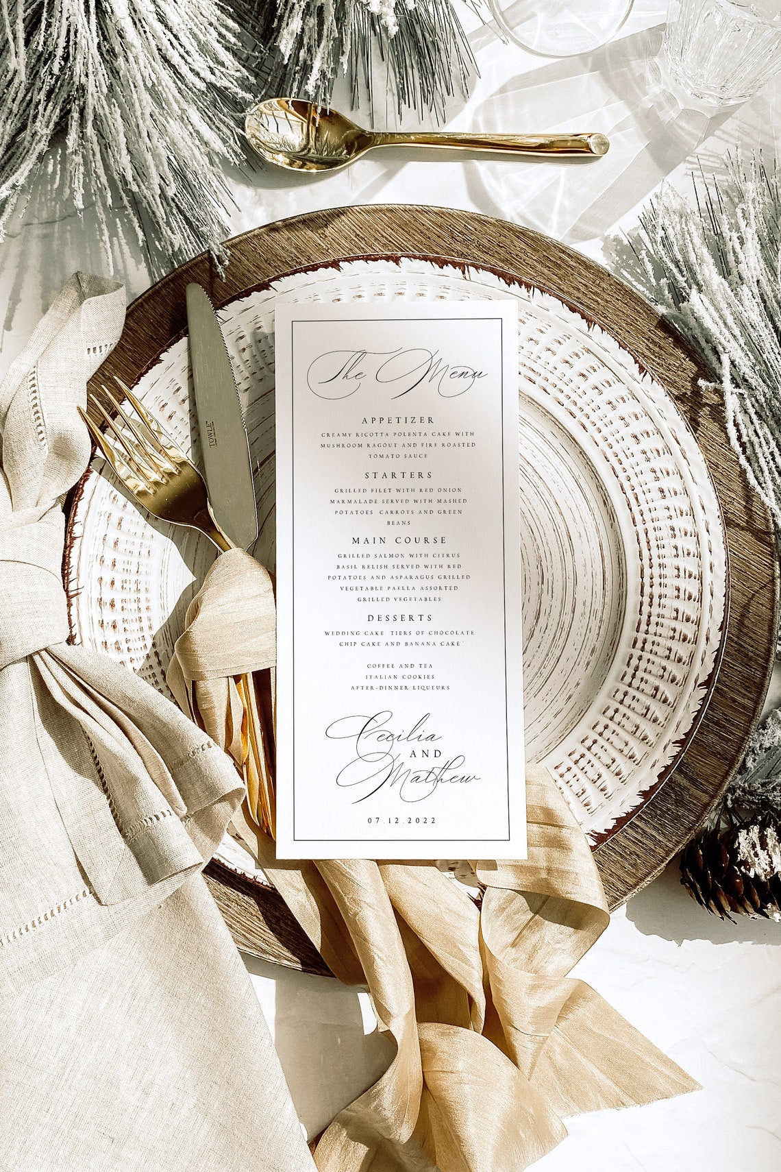 Printable Wedding Menu | Elegant & Editable | Instant Download