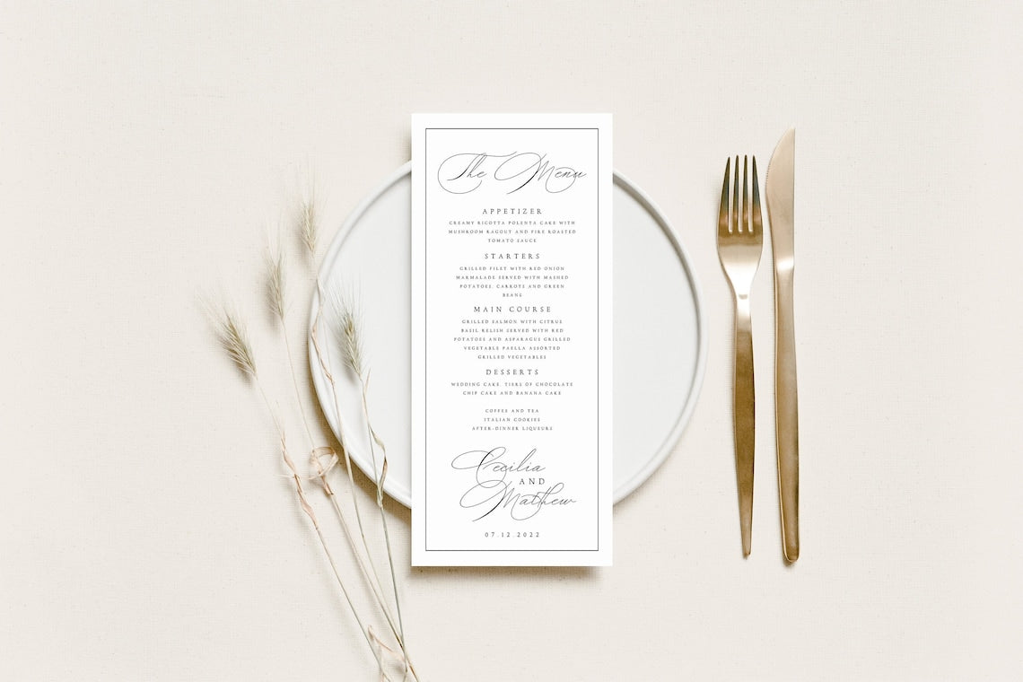 Printable Wedding Menu | Elegant & Editable | Instant Download