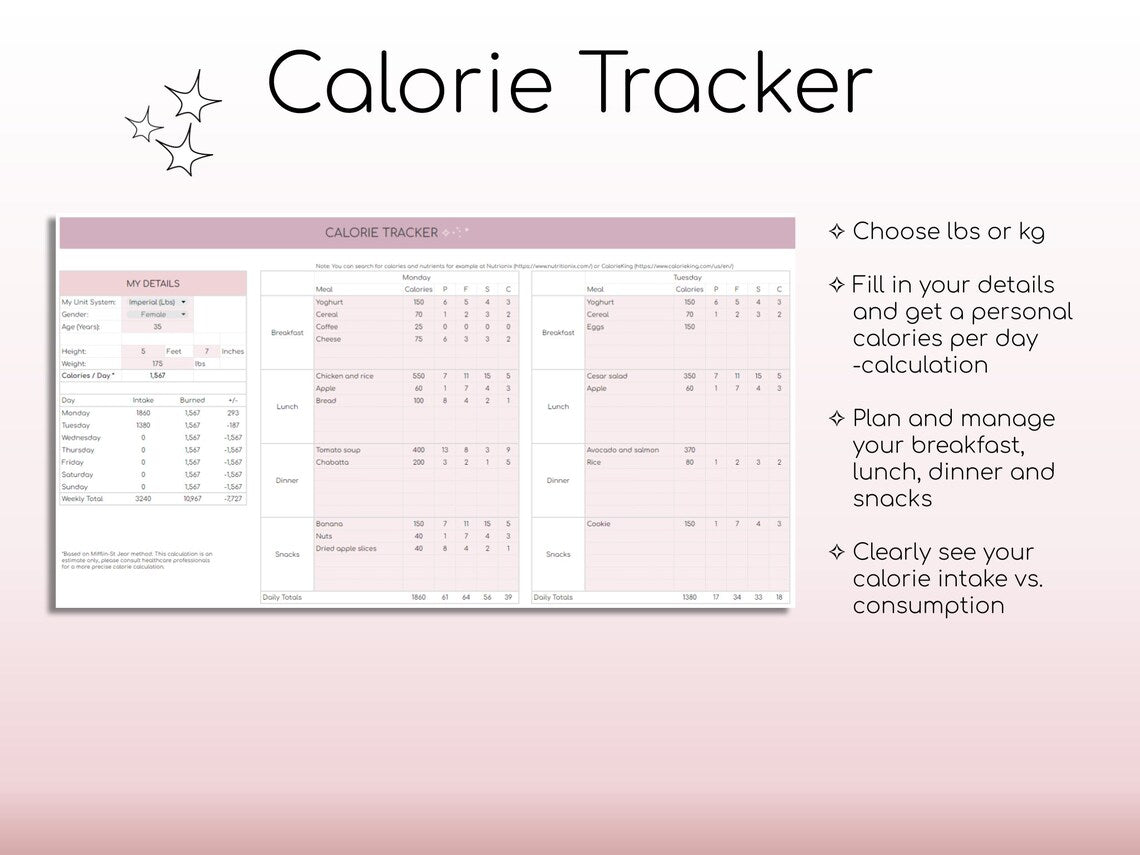 Fitness & Weight-Loss Tracker Spreadsheet – Editable Google Sheets / Excel