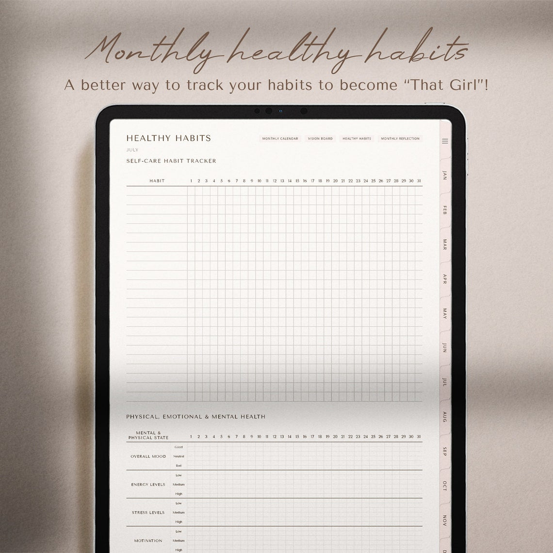 “All-in-One ‘That Girl’ Digital Planner – Undated Edition for Daily, Weekly & Monthly Focus”