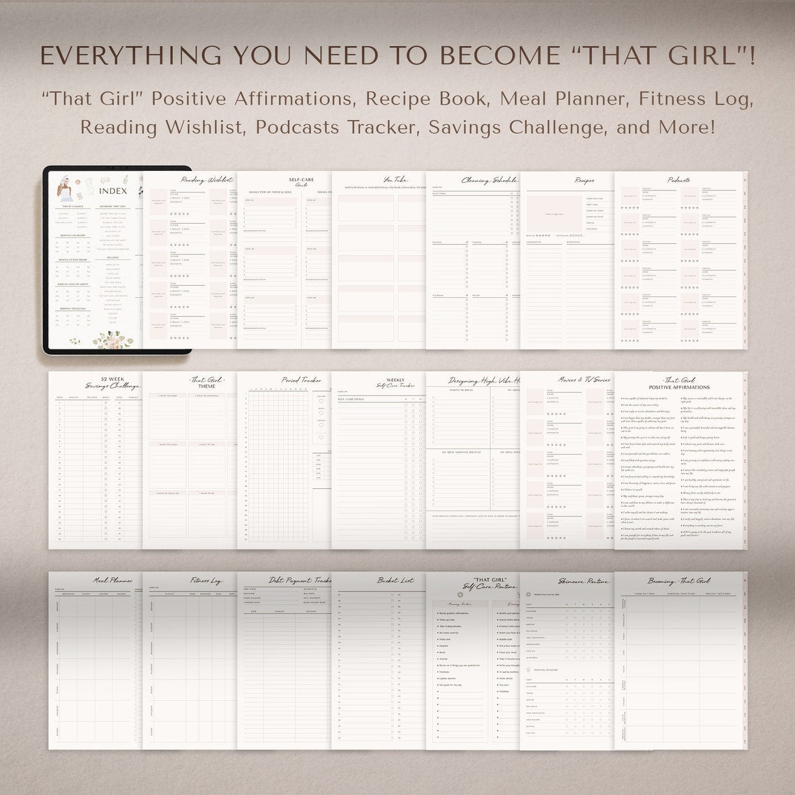 “All-in-One ‘That Girl’ Digital Planner – Undated Edition for Daily, Weekly & Monthly Focus”