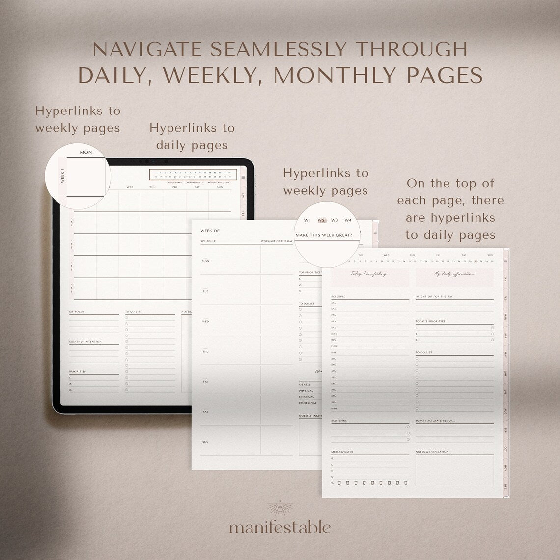 “All-in-One ‘That Girl’ Digital Planner – Undated Edition for Daily, Weekly & Monthly Focus”