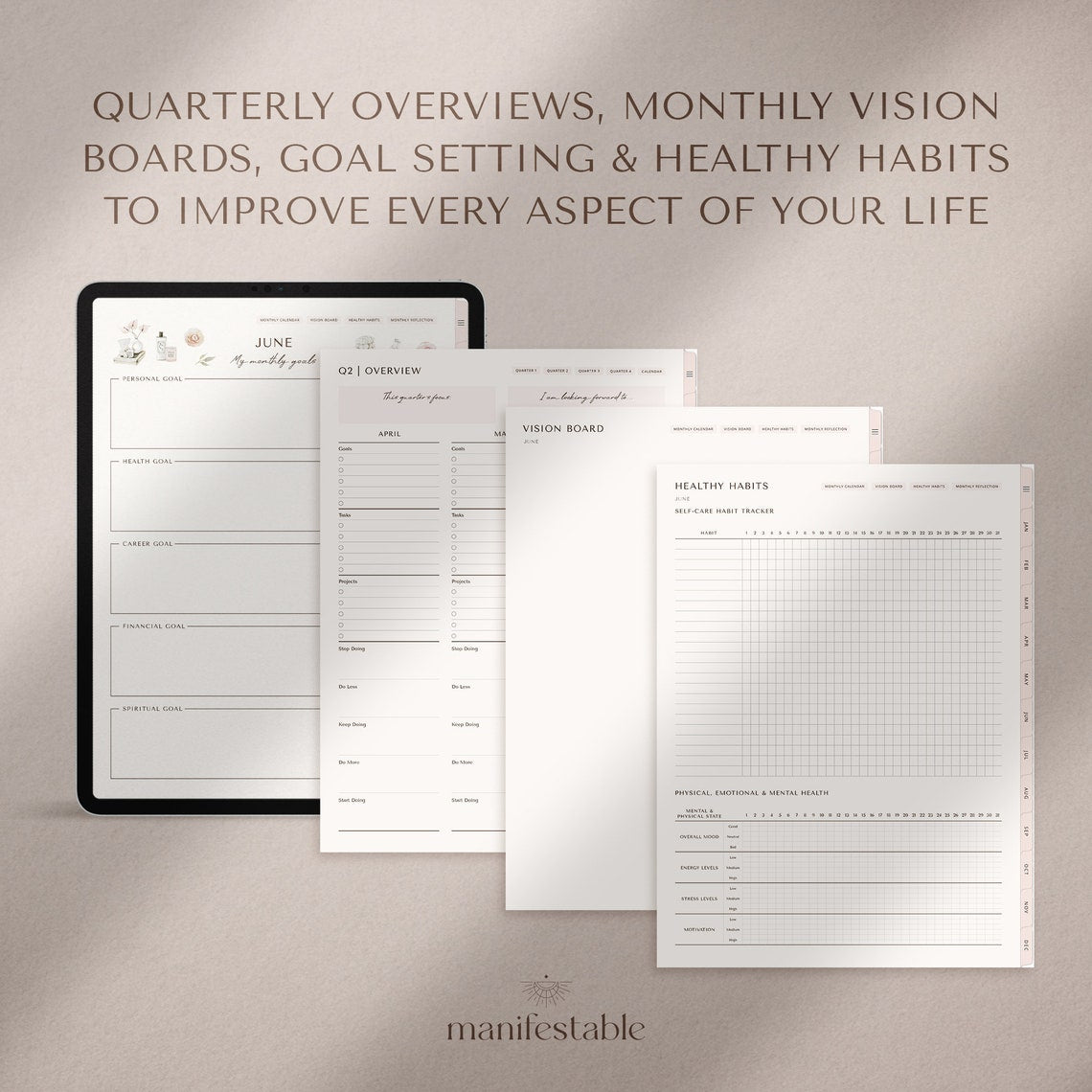 “All-in-One ‘That Girl’ Digital Planner – Undated Edition for Daily, Weekly & Monthly Focus”