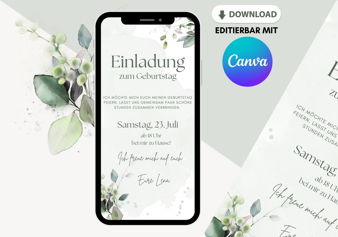 Digital Invitation Template – “Lovely Bloom” Floral Birthday Invite (Edit & Print)