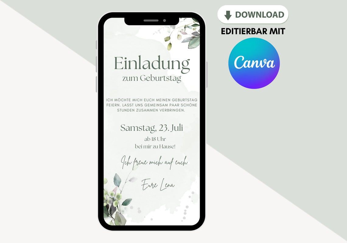 Digital Invitation Template – “Lovely Bloom” Floral Birthday Invite (Edit & Print)