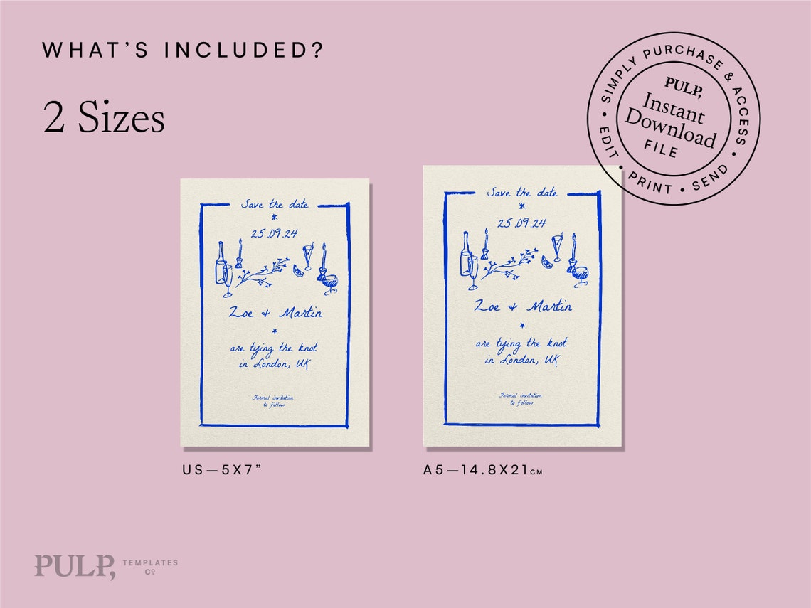 Save the Date | Whimsical Blue Scribble Invitation
