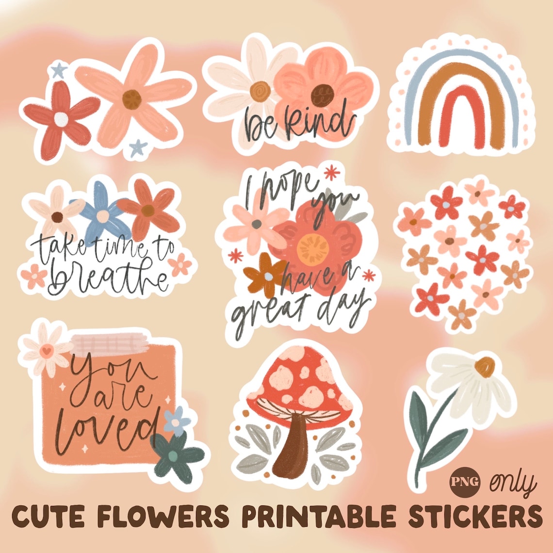 “Cute Floral Printable Sticker Pack – Sweet Colorful Flowers for Print & Digital Journals”