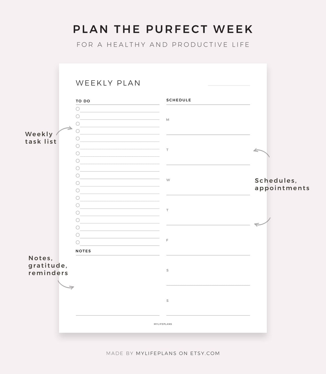 Simple Weekly Digital Planner – Editable Weekly Layout PDF/GoodNotes
