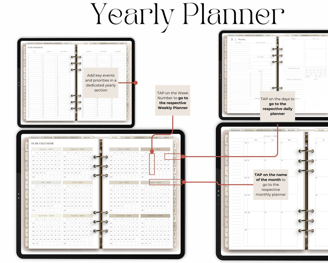 All-in-One Dated Digital Planner 2025-2027 – Daily, Weekly & Monthly Layouts