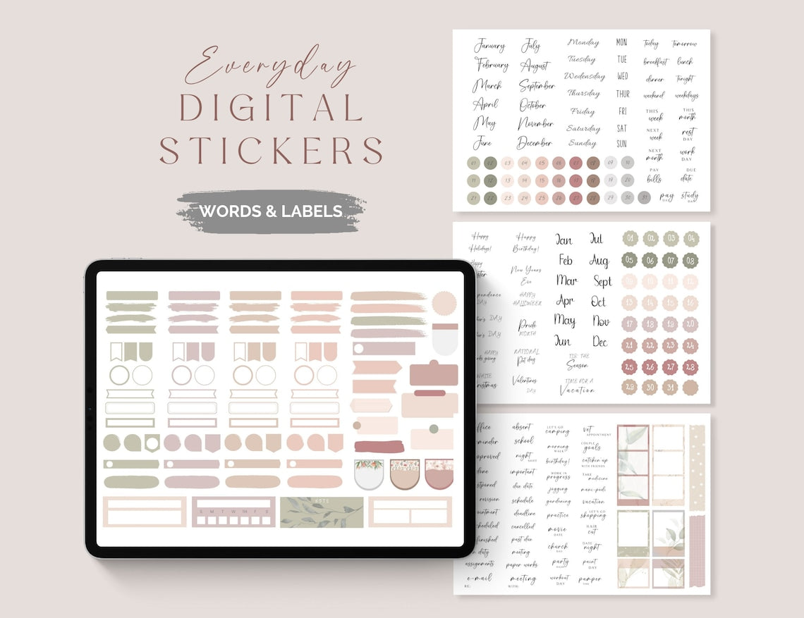 Everyday Digital Sticker Bundle – Pre‑Cropped PNGs for GoodNotes, Notability & iPad
