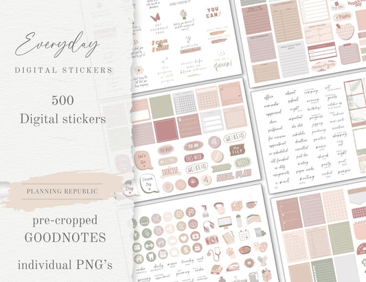 Everyday Digital Sticker Bundle – Pre‑Cropped PNGs for GoodNotes, Notability & iPad