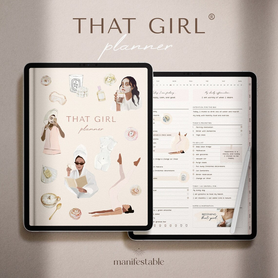 “All-in-One ‘That Girl’ Digital Planner – Undated Edition for Daily, Weekly & Monthly Focus”