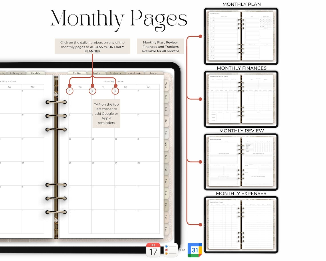 All-in-One Dated Digital Planner 2025-2027 – Daily, Weekly & Monthly Layouts