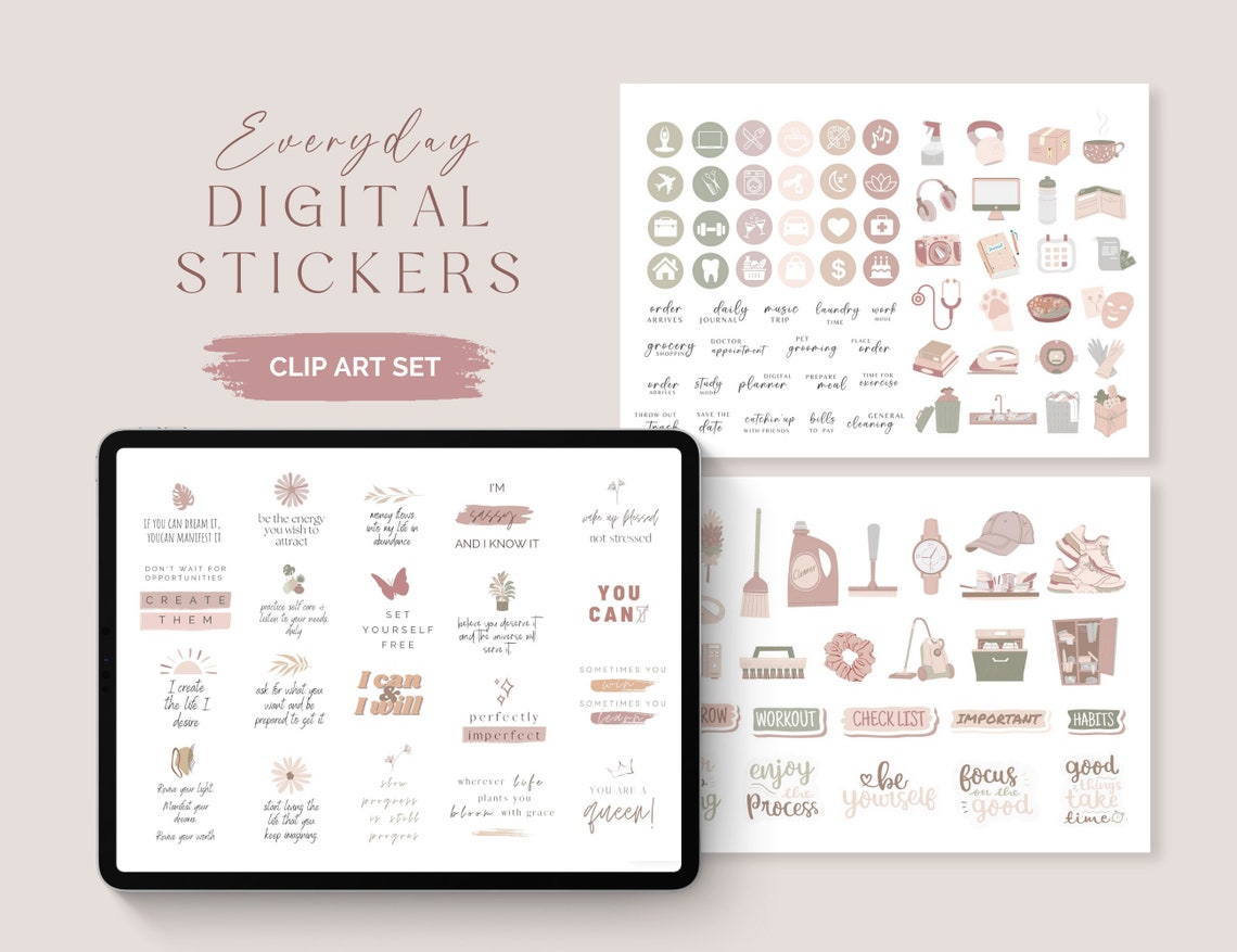 Everyday Digital Sticker Bundle – Pre‑Cropped PNGs for GoodNotes, Notability & iPad