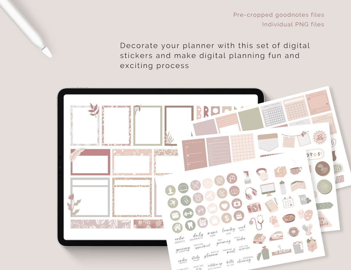 Everyday Digital Sticker Bundle – Pre‑Cropped PNGs for GoodNotes, Notability & iPad