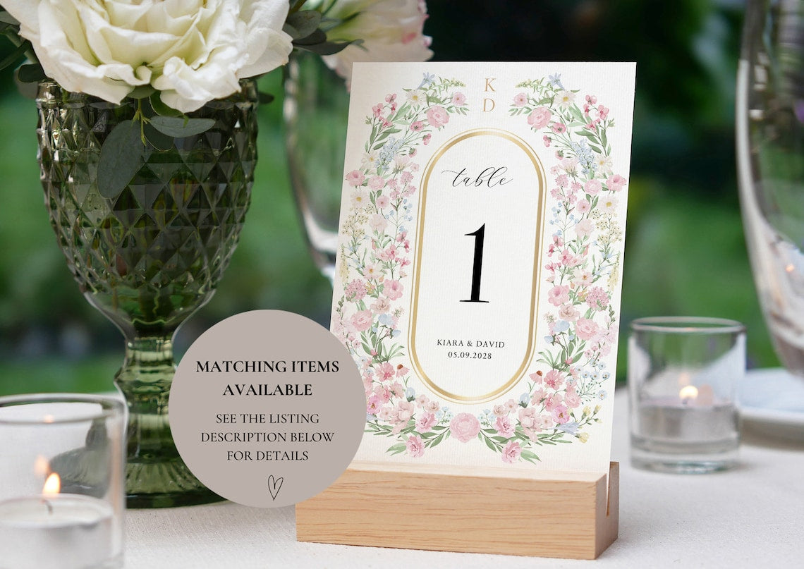 Pastel Wildflower Wedding Menu | Boho Garden | Editable Canva Template