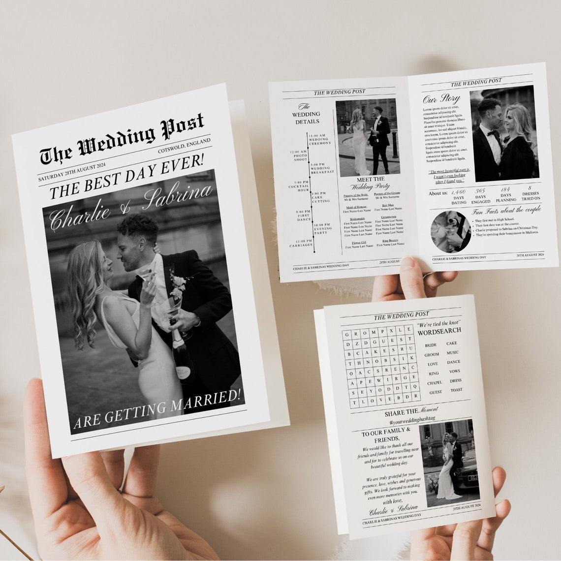 Folded Printable Wedding Newspaper – Custom DIY Keepsake