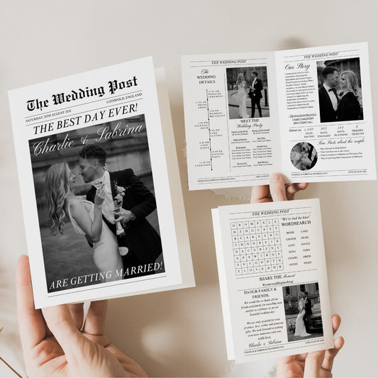 Folded Printable Wedding Newspaper – Custom DIY Keepsake
