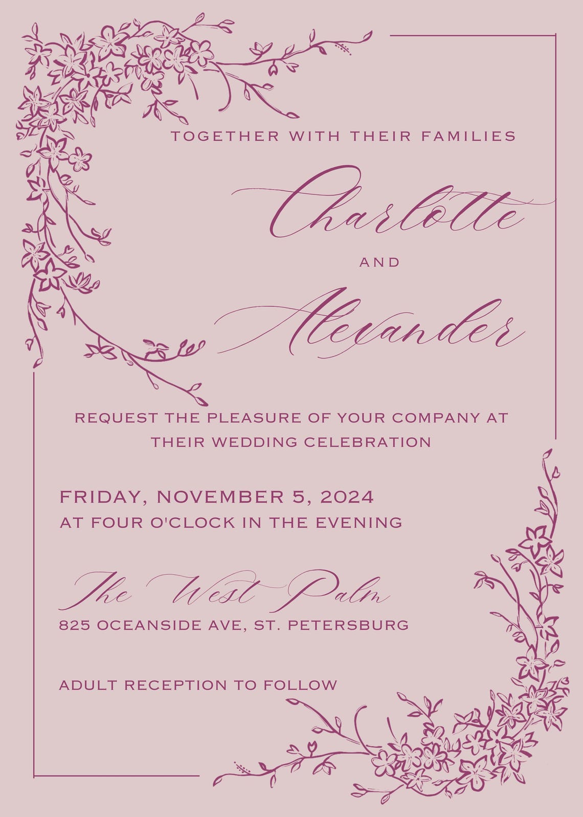 Whimsical Hand-Illustrated Wedding Invitation – Antique Garden Charm