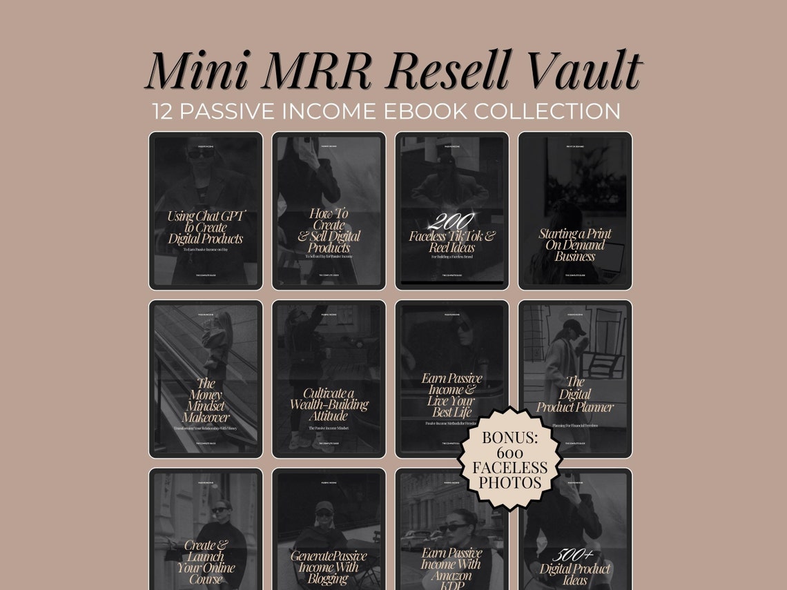 Passive Income eBook Bundle | MRR Resell Rights + Faceless Photos
