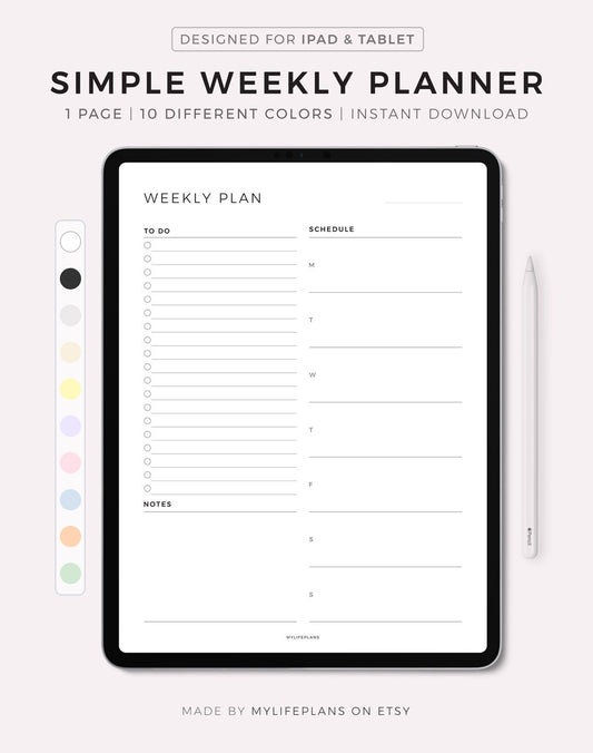 Simple Weekly Digital Planner – Editable Weekly Layout PDF/GoodNotes