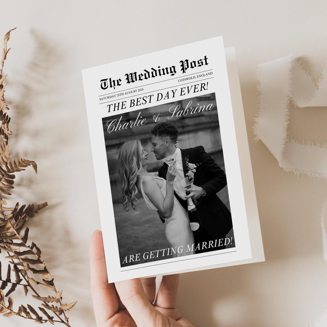 Folded Printable Wedding Newspaper – Custom DIY Keepsake