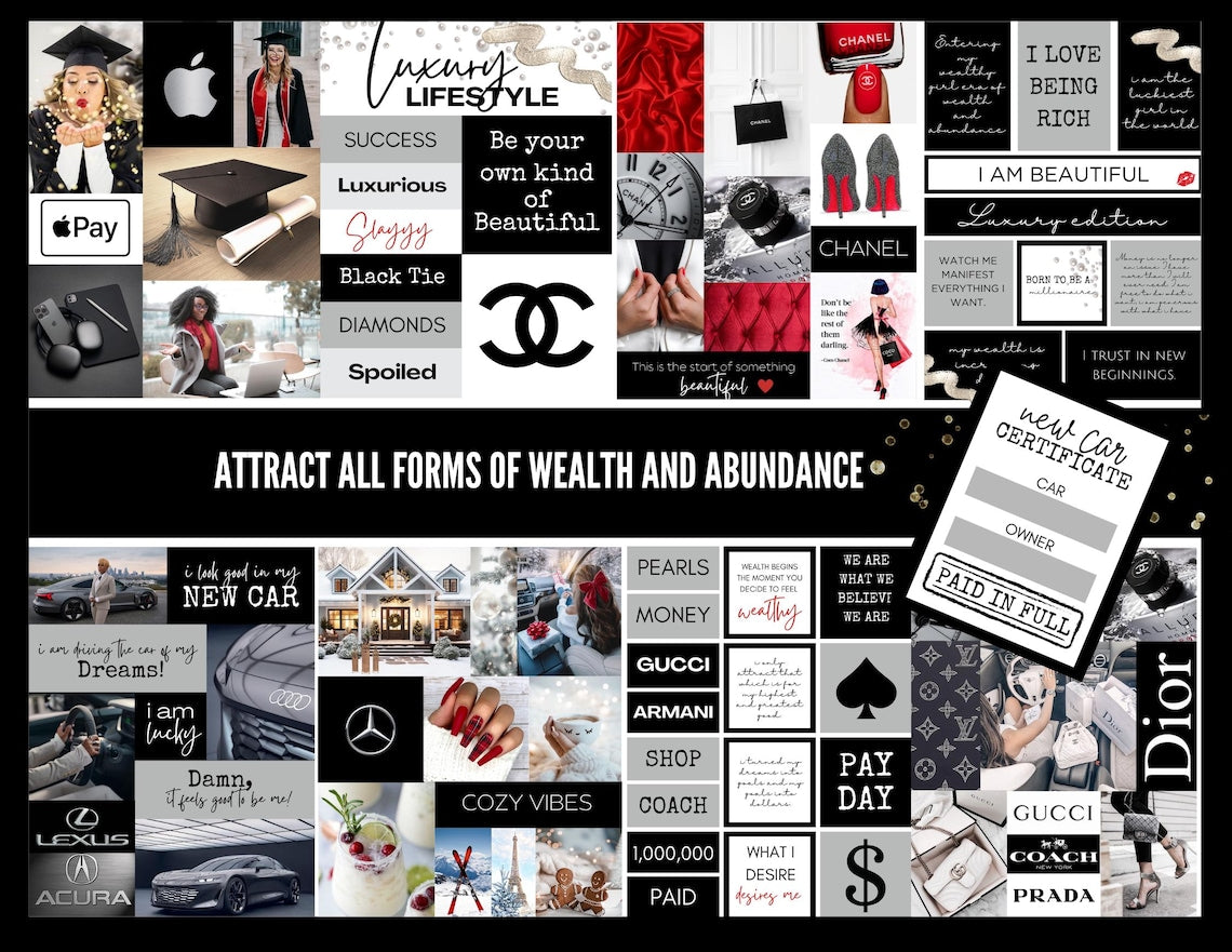 Millionaire Mindset Vision Board Kit – Goal Visualization & Success Affirmations (Digital Download)