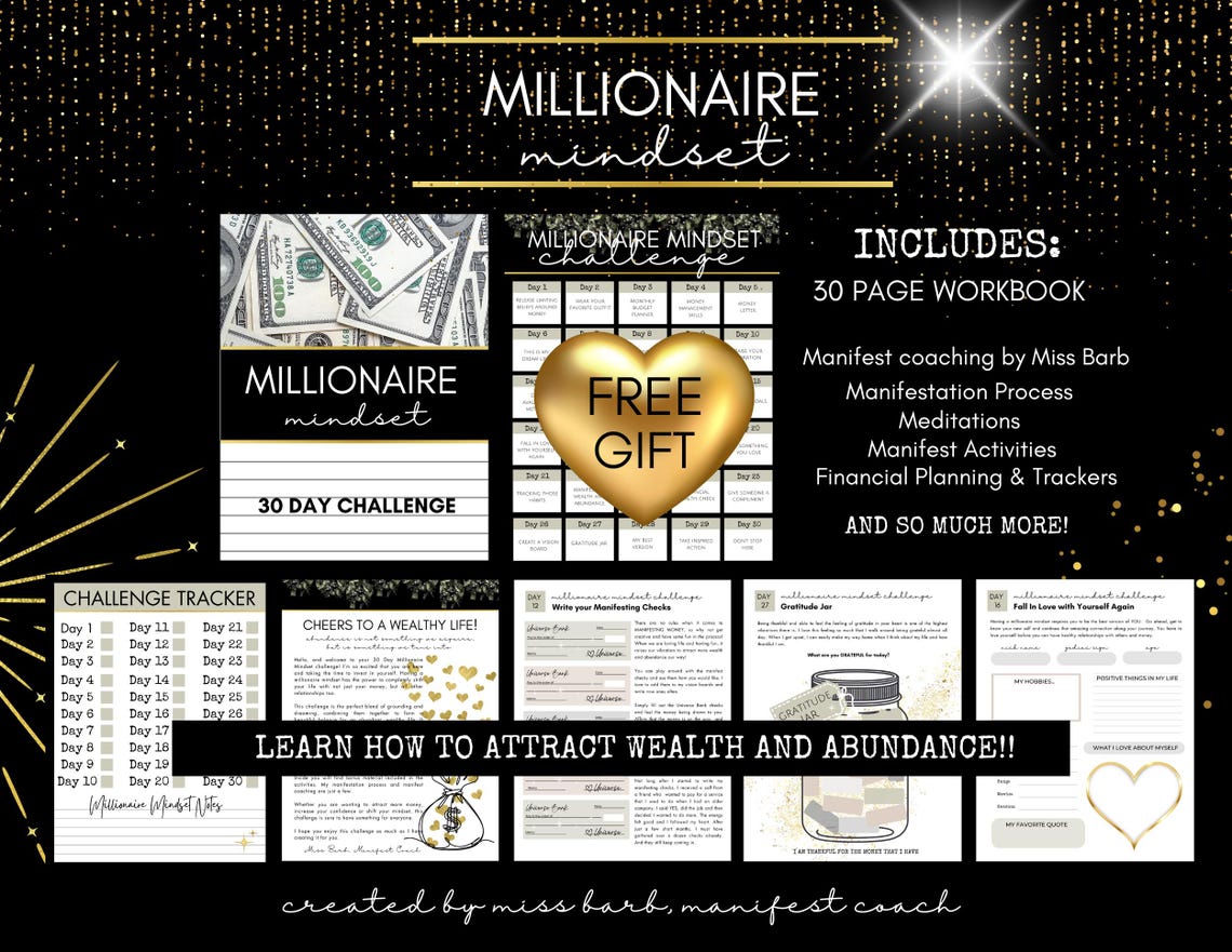 Millionaire Mindset Vision Board Kit – Goal Visualization & Success Affirmations (Digital Download)