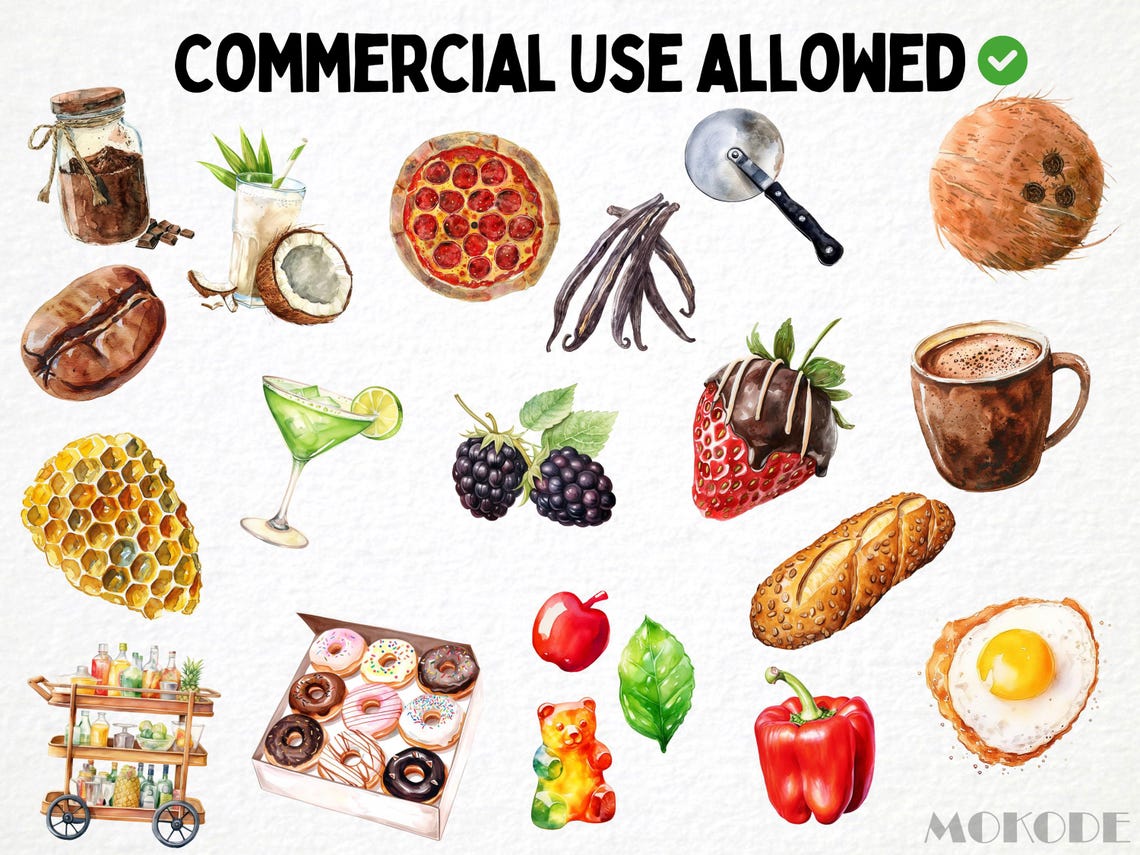 Mega Food Clipart Bundle – 2,500 High‑Quality PNGs (Watercolor & Transparent Backgrounds)