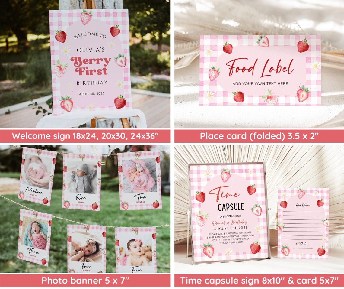 First Birthday Invitation Set – Editable Digital Templates for Baby’s Big Day