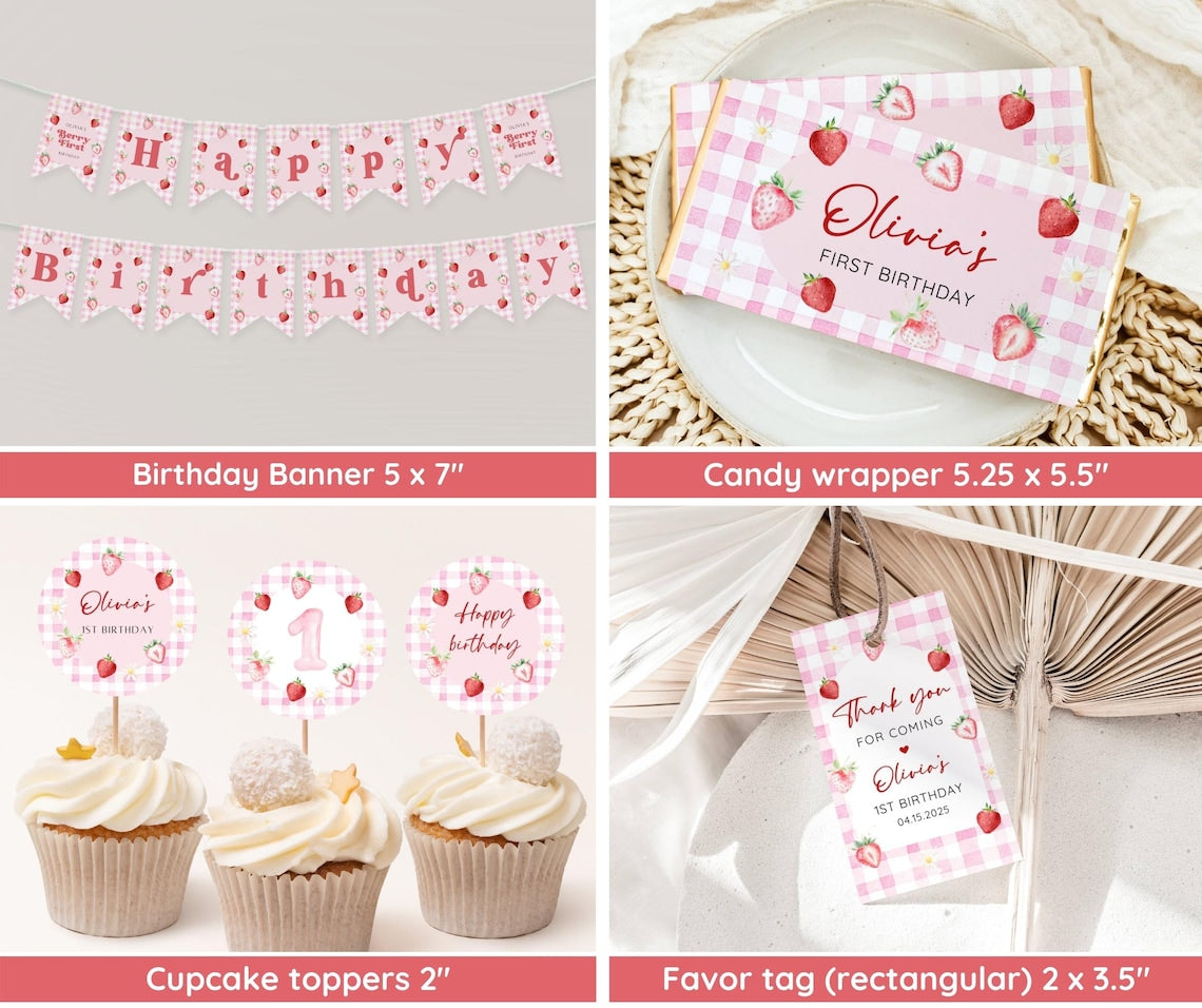 First Birthday Invitation Set – Editable Digital Templates for Baby’s Big Day