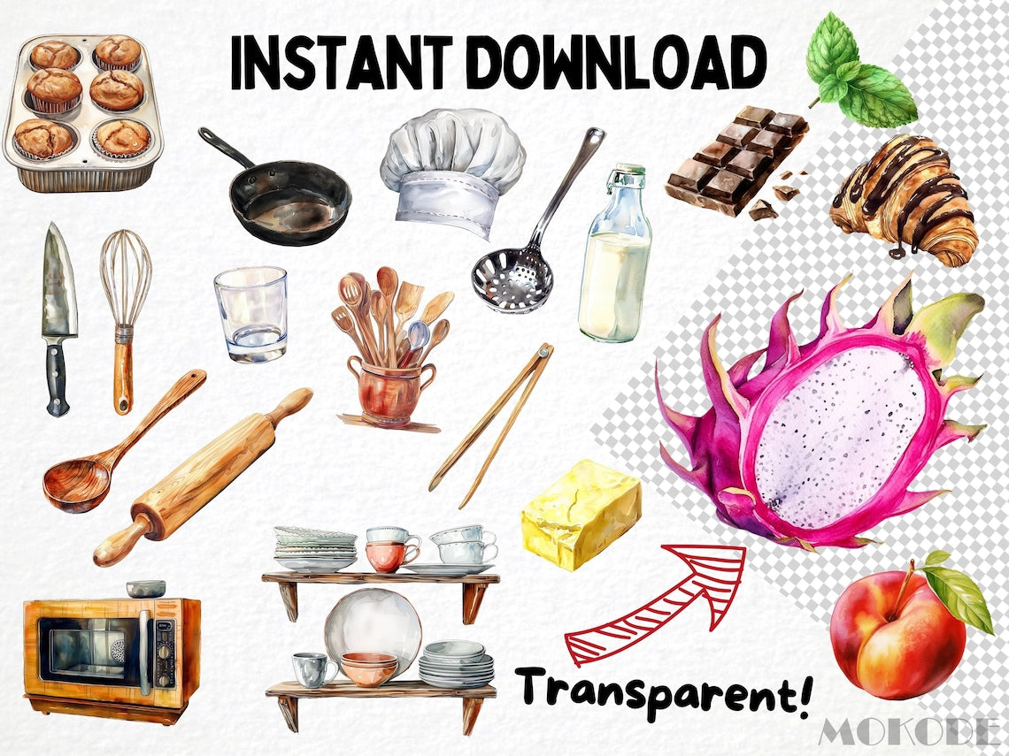 Mega Food Clipart Bundle – 2,500 High‑Quality PNGs (Watercolor & Transparent Backgrounds)