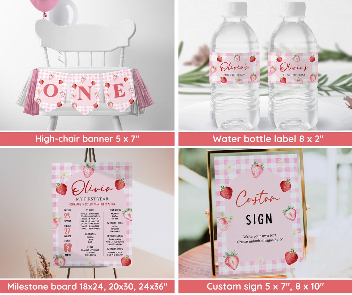 First Birthday Invitation Set – Editable Digital Templates for Baby’s Big Day